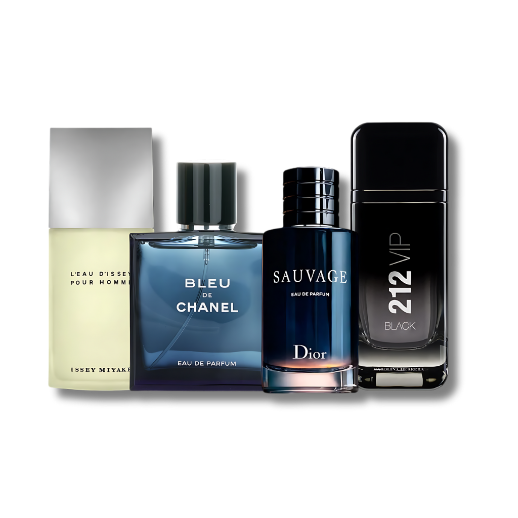 Set mit 4 Parfümen L'Eau d'Issey, Bleu de Chanel, 212 VIP Black und Sauvage 100 ml