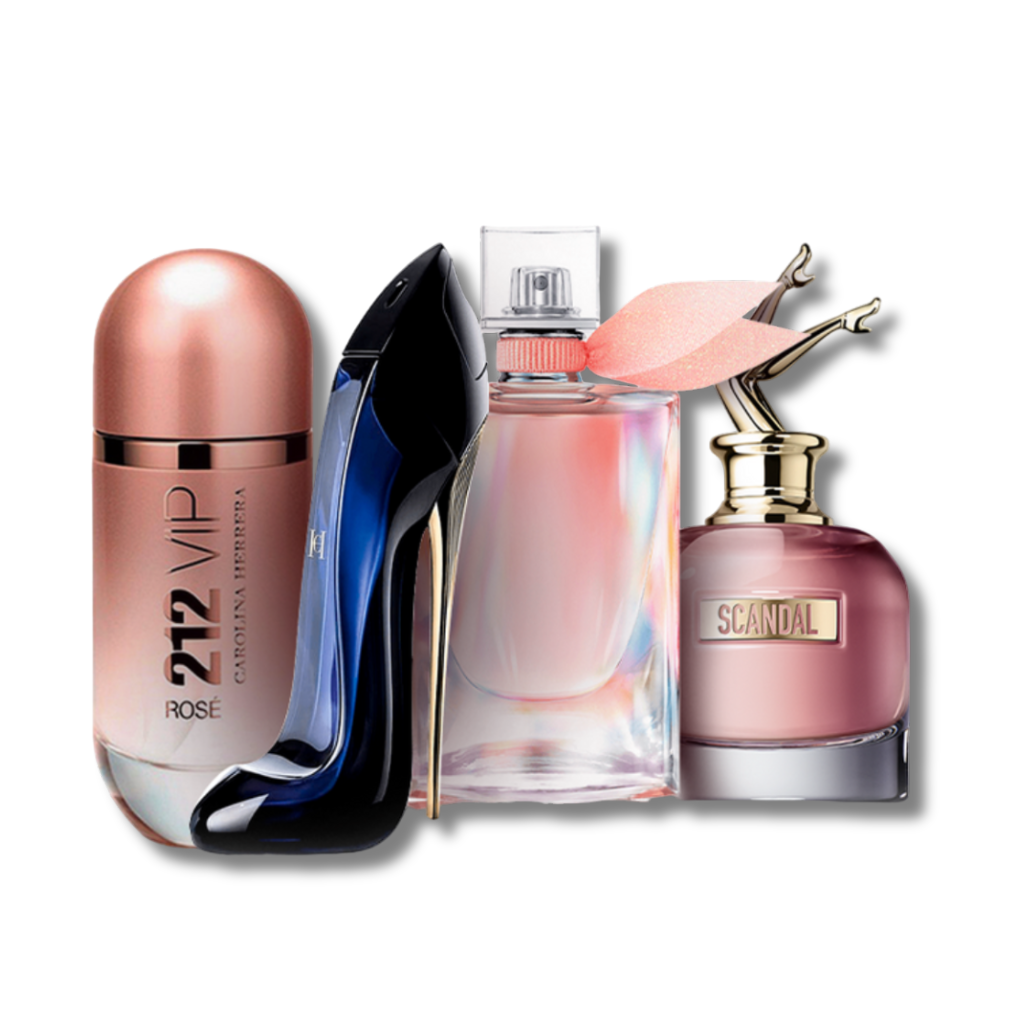 Set mit 4 Parfums: Scandal, 212 VIP Rosé, La Vie Est Belle und Good Girl (je 100 ml)