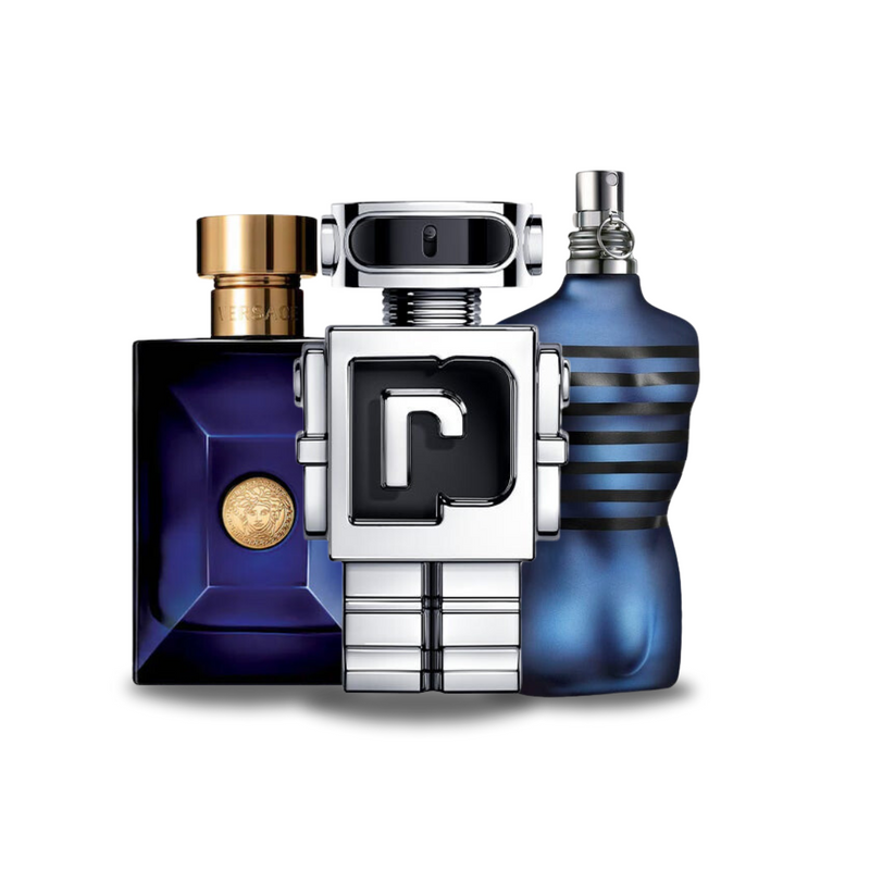 Set mit 3 Parfums: Versace Dylan Blue, Paco Rabanne Phantom und Jean Paul Gaultier Ultra Male (je 100 ml)